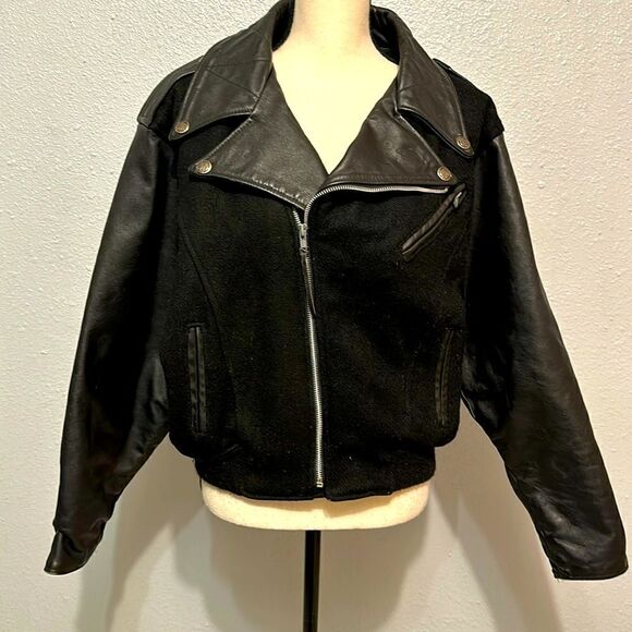 Harley Davidson women’s bomber wool leather jacket size L - Picture 1 of 12